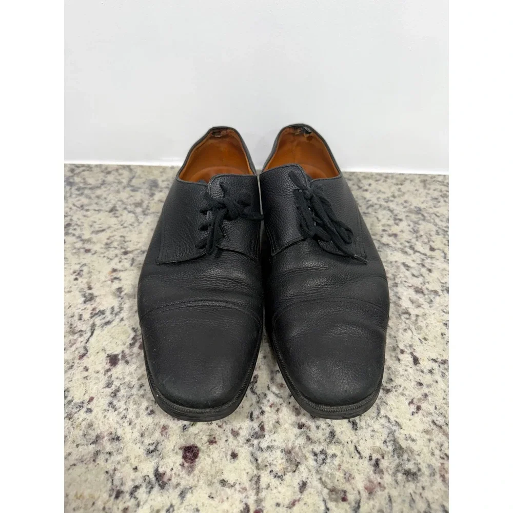Bally Tayson SK Mens Black Pebbled Leather Cap Toe Oxford Dress Shoes 7.5‎ D